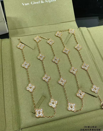[Liorra]CLOVER 20 MOTIFS FULL-DIAMOND NECKLACE