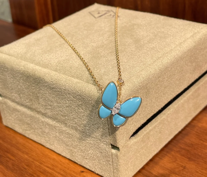 [Liorra]Turquoise Butterfly Gold Necklace