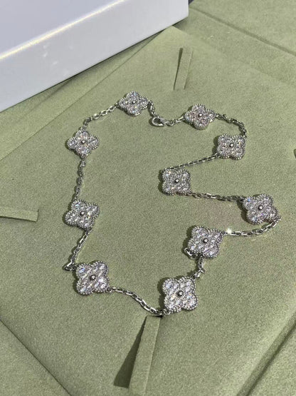 [Liorra Jewelry]CLOVER 10 MOTIFS  FULL DIAMOND NECKLACE