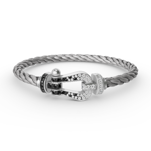 [Liorra]FORCE LARGE HORSESHOE BLACK WHITE DIAMOND BRACELET SILVER