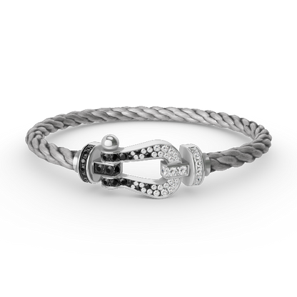 [Liorra]FORCE LARGE HORSESHOE BLACK WHITE DIAMOND BRACELET SILVER