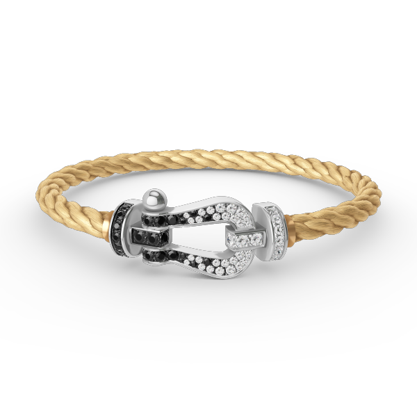 [Liorra]FORCE LARGE HORSESHOE BLACK WHITE DIAMOND BRACELET SILVER