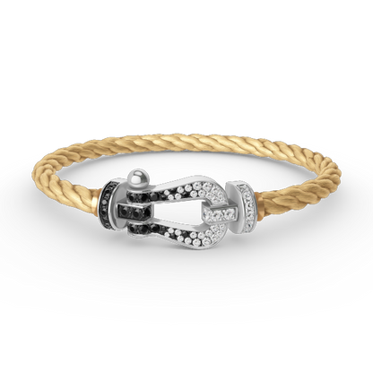 [Liorra]FORCE LARGE HORSESHOE BLACK WHITE DIAMOND BRACELET SILVER