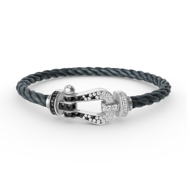 [Liorra]FORCE LARGE HORSESHOE BLACK WHITE DIAMOND BRACELET SILVER