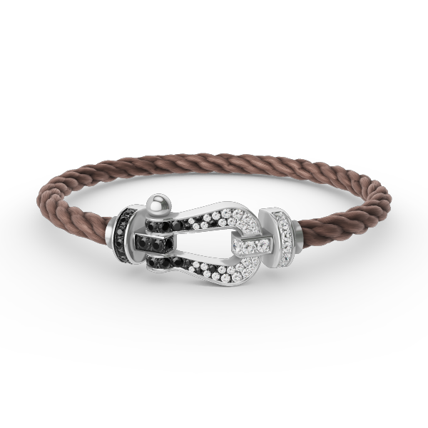 [Liorra]FORCE LARGE HORSESHOE BLACK WHITE DIAMOND BRACELET SILVER