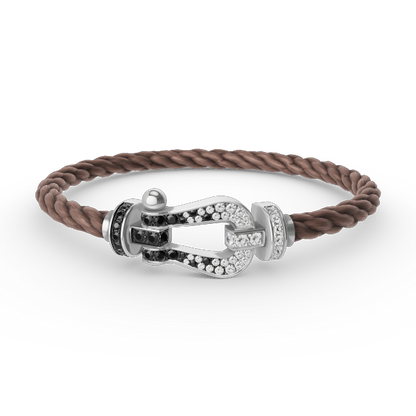 [Liorra]FORCE LARGE HORSESHOE BLACK WHITE DIAMOND BRACELET SILVER