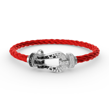 [Liorra]FORCE LARGE HORSESHOE BLACK WHITE DIAMOND BRACELET SILVER