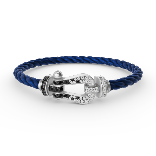 [Liorra]FORCE LARGE HORSESHOE BLACK WHITE DIAMOND BRACELET SILVER