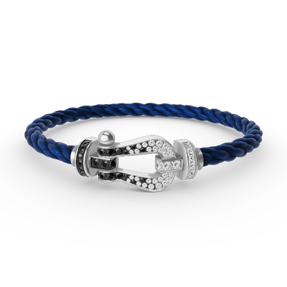[Liorra]FORCE LARGE HORSESHOE BLACK WHITE DIAMOND BRACELET SILVER