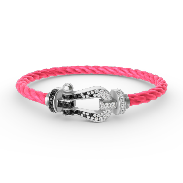 [Liorra]FORCE LARGE HORSESHOE BLACK WHITE DIAMOND BRACELET SILVER