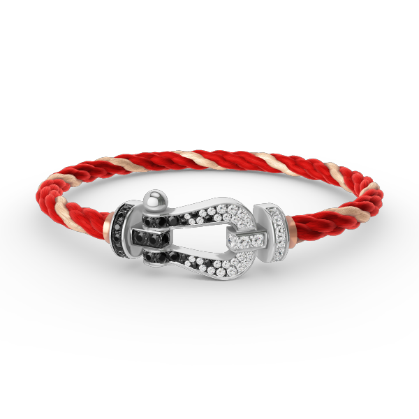 [Liorra]FORCE LARGE HORSESHOE BLACK WHITE DIAMOND BRACELET SILVER
