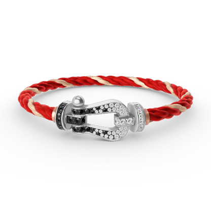[Liorra]FORCE LARGE HORSESHOE BLACK WHITE DIAMOND BRACELET SILVER
