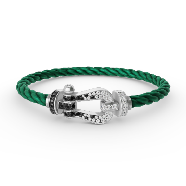 [Liorra]FORCE LARGE HORSESHOE BLACK WHITE DIAMOND BRACELET SILVER