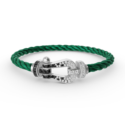[Liorra]FORCE LARGE HORSESHOE BLACK WHITE DIAMOND BRACELET SILVER