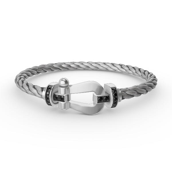 [Liorra]FORCE LARGE HORSESHOE BLACK DIAMOND BRACELET SILVER