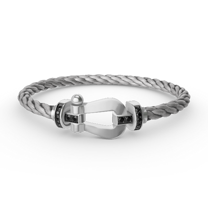 [Liorra]FORCE LARGE HORSESHOE BLACK DIAMOND BRACELET SILVER