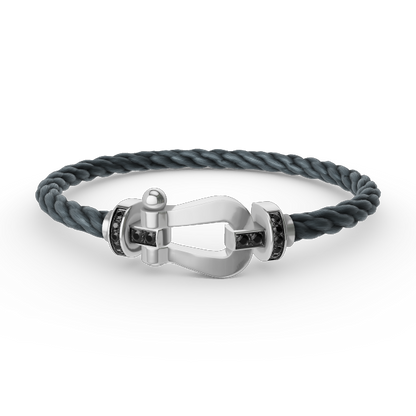 [Liorra]FORCE LARGE HORSESHOE BLACK DIAMOND BRACELET SILVER