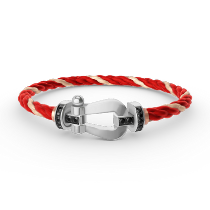 [Liorra]FORCE LARGE HORSESHOE BLACK DIAMOND BRACELET SILVER