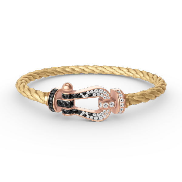 [Liorra]FORCE LARGE HORSESHOE BLACK WHITE DIAMOND BRACELET Liorra GOLD
