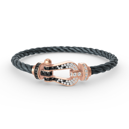 [Liorra]FORCE LARGE HORSESHOE BLACK WHITE DIAMOND BRACELET Liorra GOLD