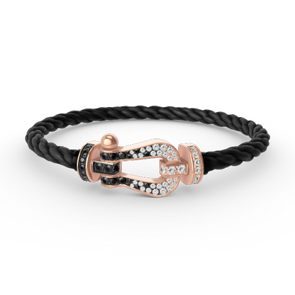 [Liorra]FORCE LARGE HORSESHOE BLACK WHITE DIAMOND BRACELET Liorra GOLD