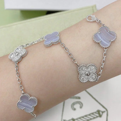 [Liorra] CLOVER 5 MOTIF PURPLE CHALCEDONY BRACELET COLLECTION