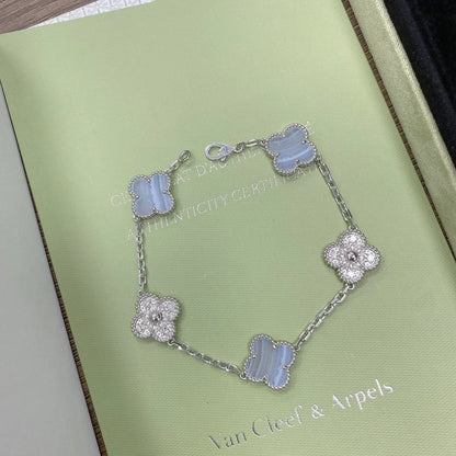 [Liorra] CLOVER 5 MOTIF PURPLE CHALCEDONY BRACELET COLLECTION