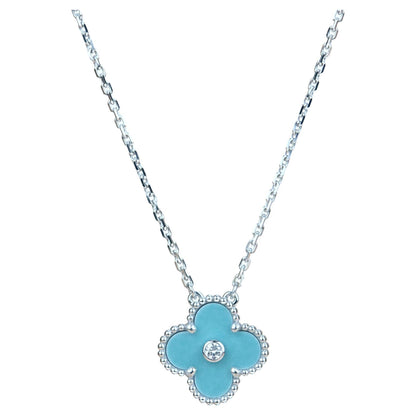 [Liorra]CLOVER 15MM DIAMOND SVRES PORCELAIN  NECKLACE SILVER
