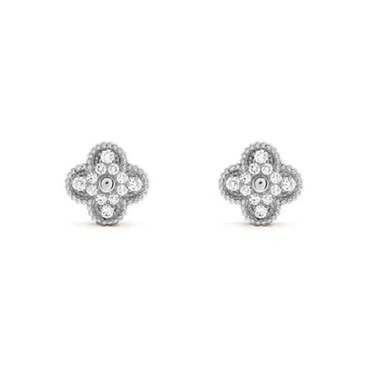 [Liorra]CLOVER 1 MOTIFS DIAMOND STUD EARRINGS SILVER