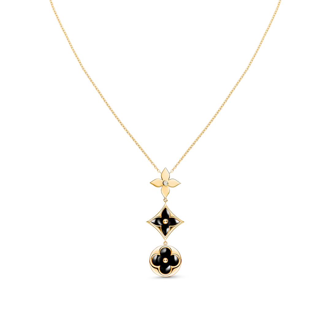 [Liorra]STAR AND SUN ONYX PINK GOLD NECKLACE