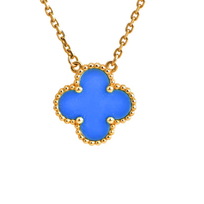 [Liorra]CLOVER 15MM BLUE AGATE NECKLACE