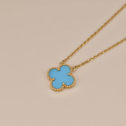 [Liorra]CLOVER 15MM VINTAGE TURQUOISE NECKLACE