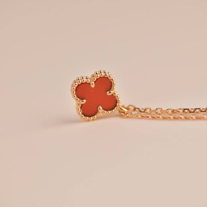 [Liorra]CLOVER MINI 9.5MM WHITE CARNELIANS NECKLACE