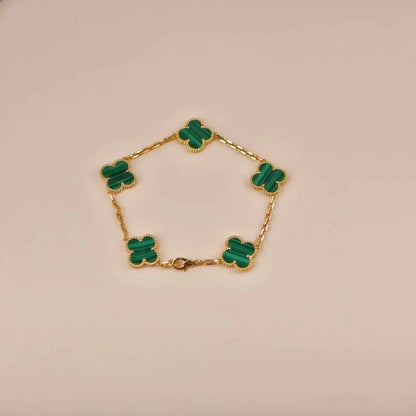 [Liorra] CLOVER 5 MOTIF MALACHITE BRACELET COLLECTION