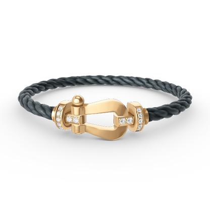 [Liorra]FORCE LARGE HORSESHOE HALF DIAMOND BRACELET GOLD