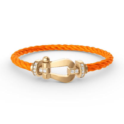 [Liorra]FORCE LARGE HORSESHOE HALF DIAMOND BRACELET GOLD