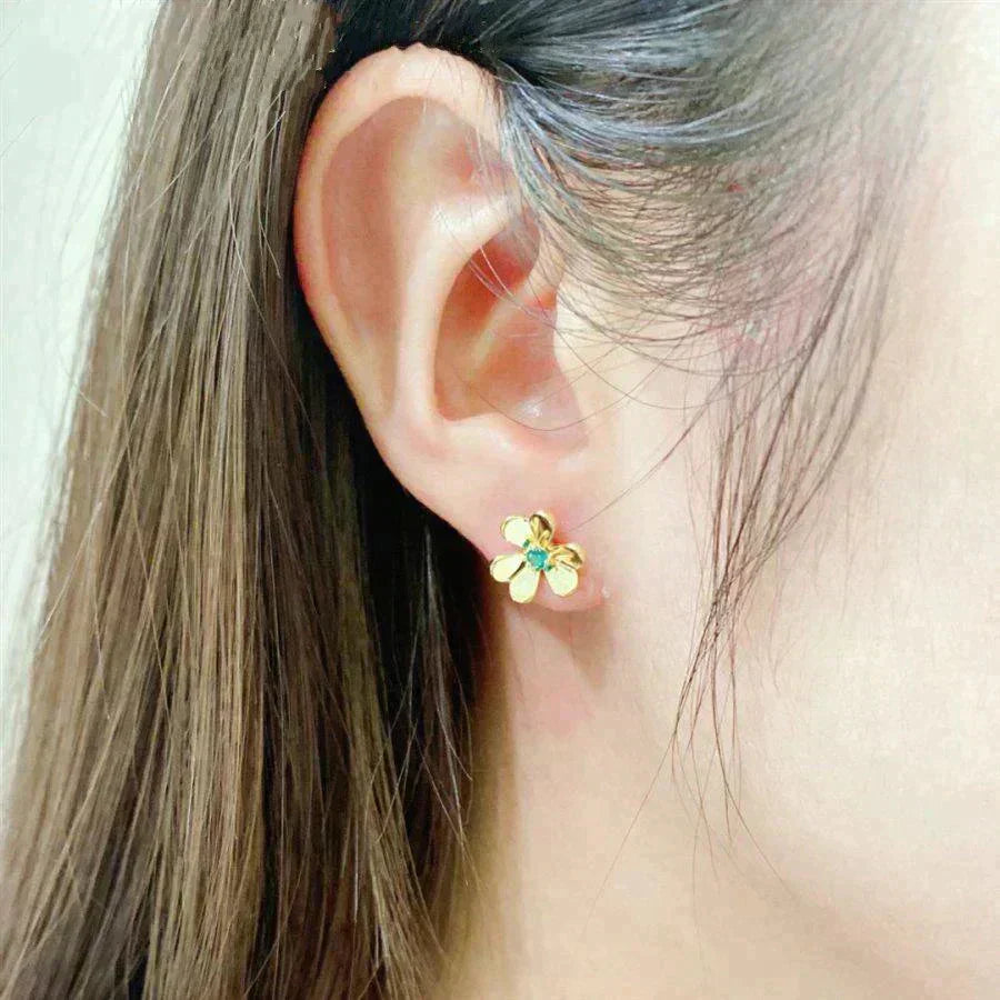 [Liorra]FRIVOLE  FLOWER MALACHITE EARRINGS