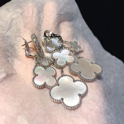 [Liorra]CLOVER EARRINGS WHITE MOP 4 MOTIFS SILVER