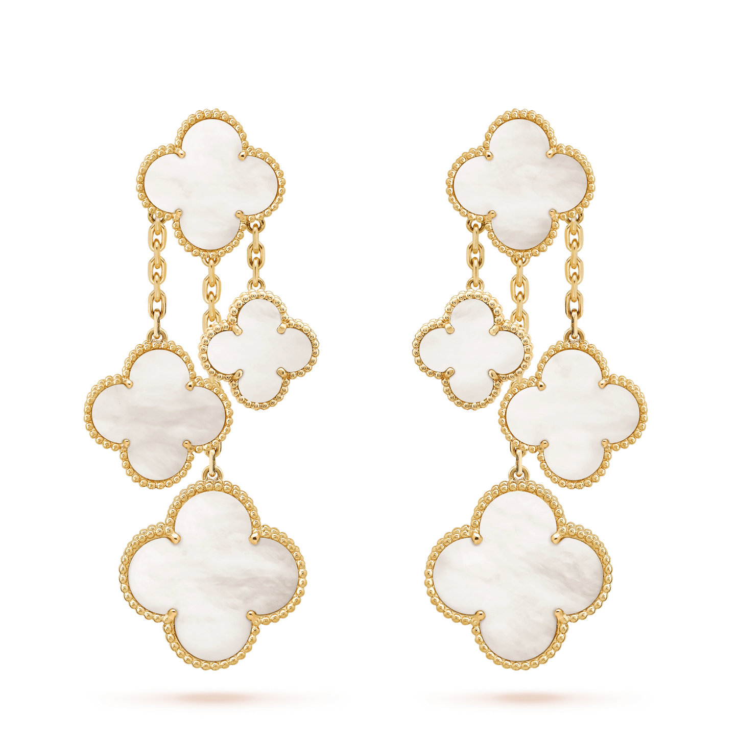 [Liorra]CLOVER EARRINGS WHITE MOP 4 MOTIFS GOLD