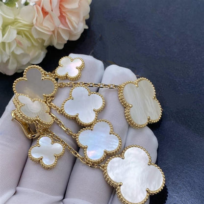 [Liorra]CLOVER EARRINGS WHITE MOP 4 MOTIFS GOLD