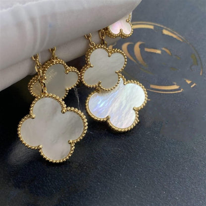 [Liorra]CLOVER EARRINGS WHITE MOP 4 MOTIFS GOLD