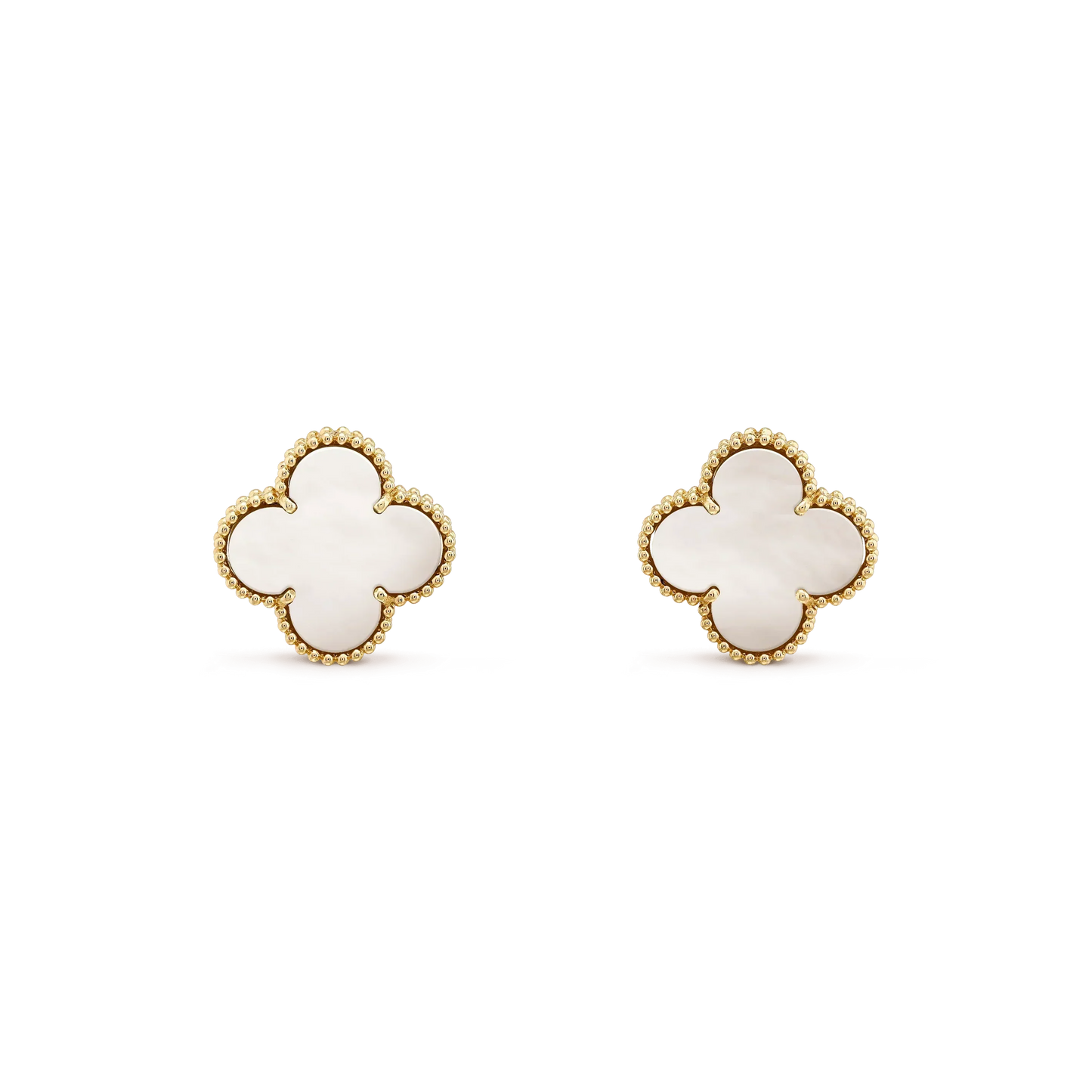 [Liorra]CLOVER MEDIUM 1 MOTIFS  WHITE MOP STUD EARRINGS