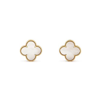 [Liorra]CLOVER MEDIUM 1 MOTIFS  WHITE MOP STUD EARRINGS