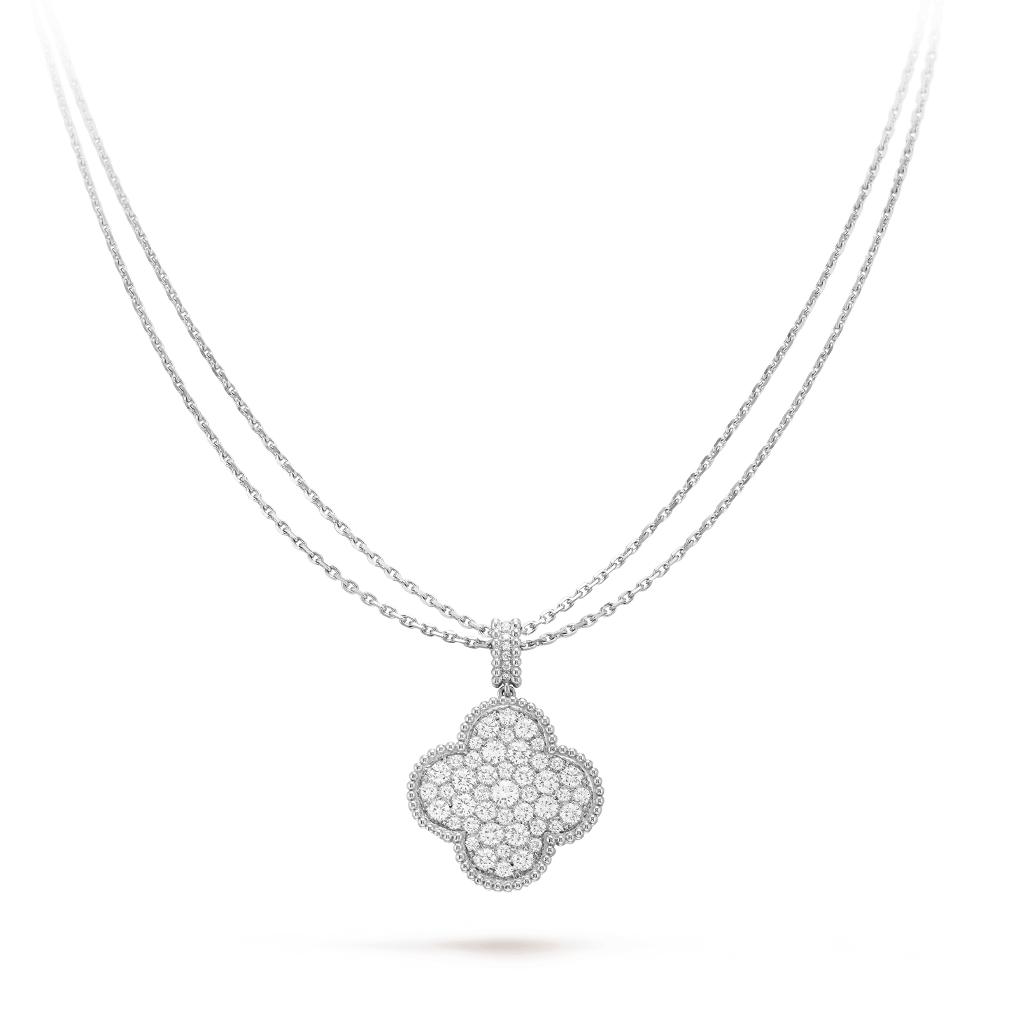 [Liorra]CLOVER 25MM SILVER FULL DIAMOND BIG CLOVER NECKLACE