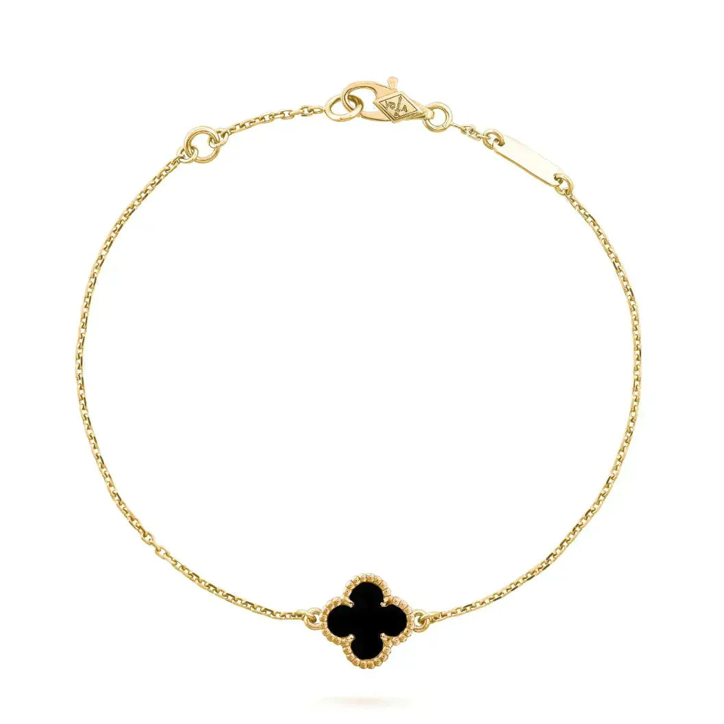 [Liorra]CLOVER ONYX SINGLE FLOWER BRACELET