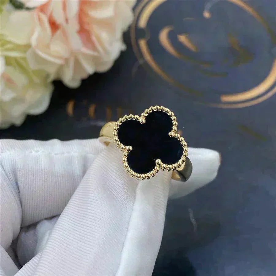 [Liorra]CLOVER ONYX RING