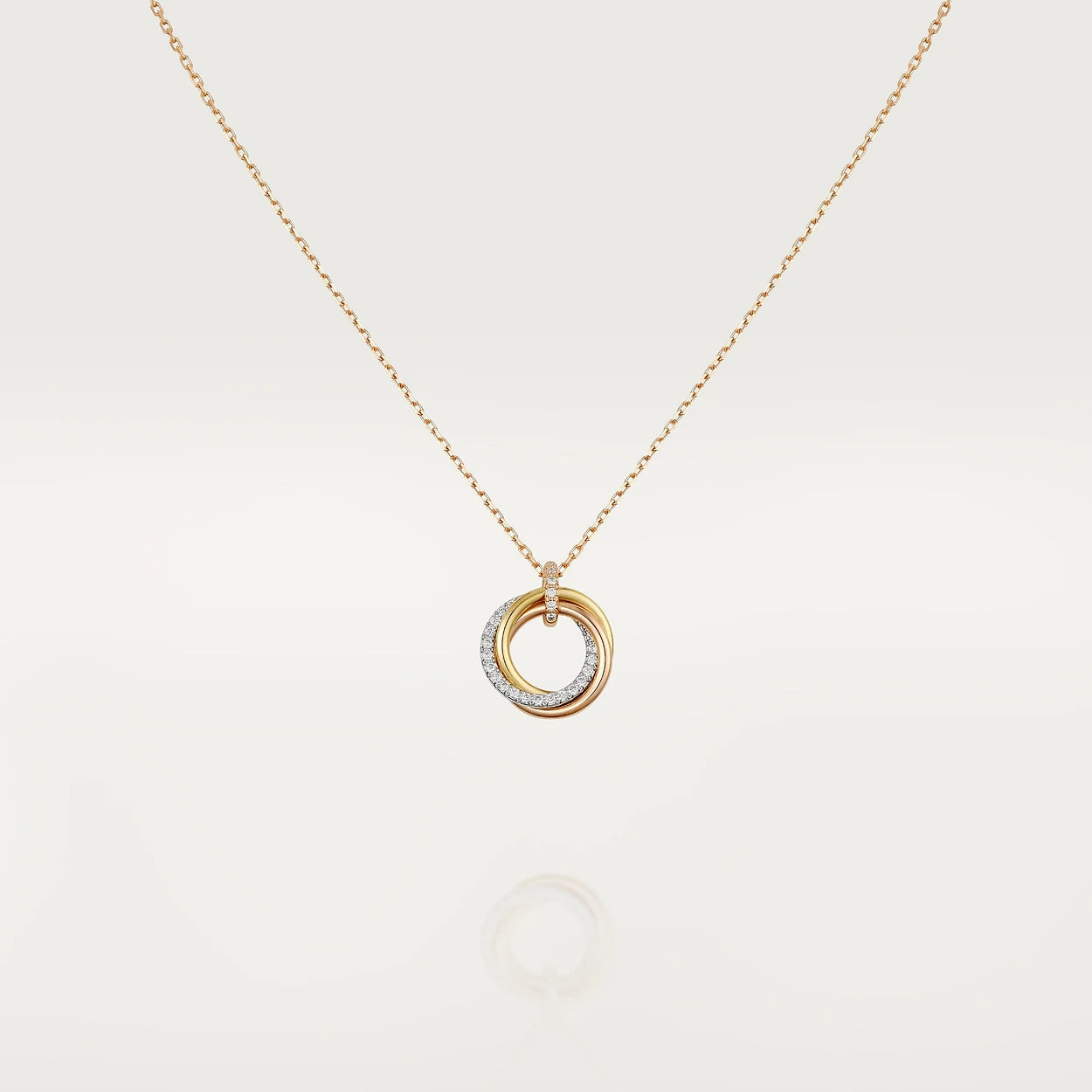[Liorra]TRINITY NECKLACE SILVER GOLD PINK GOLD DIAMONDS