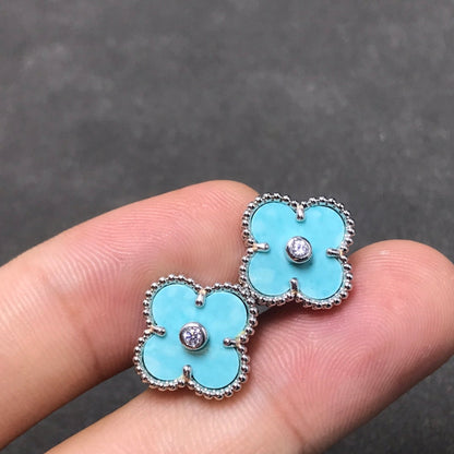 [Liorra]CLOVER 1 DIAMOND BLUE SKY SILVER EARRINGS
