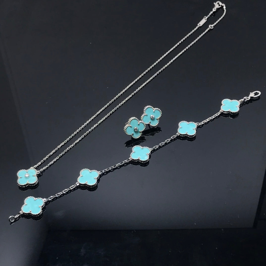 [Liorra]CLOVER 1 DIAMOND BLUE SKY SILVER EARRINGS
