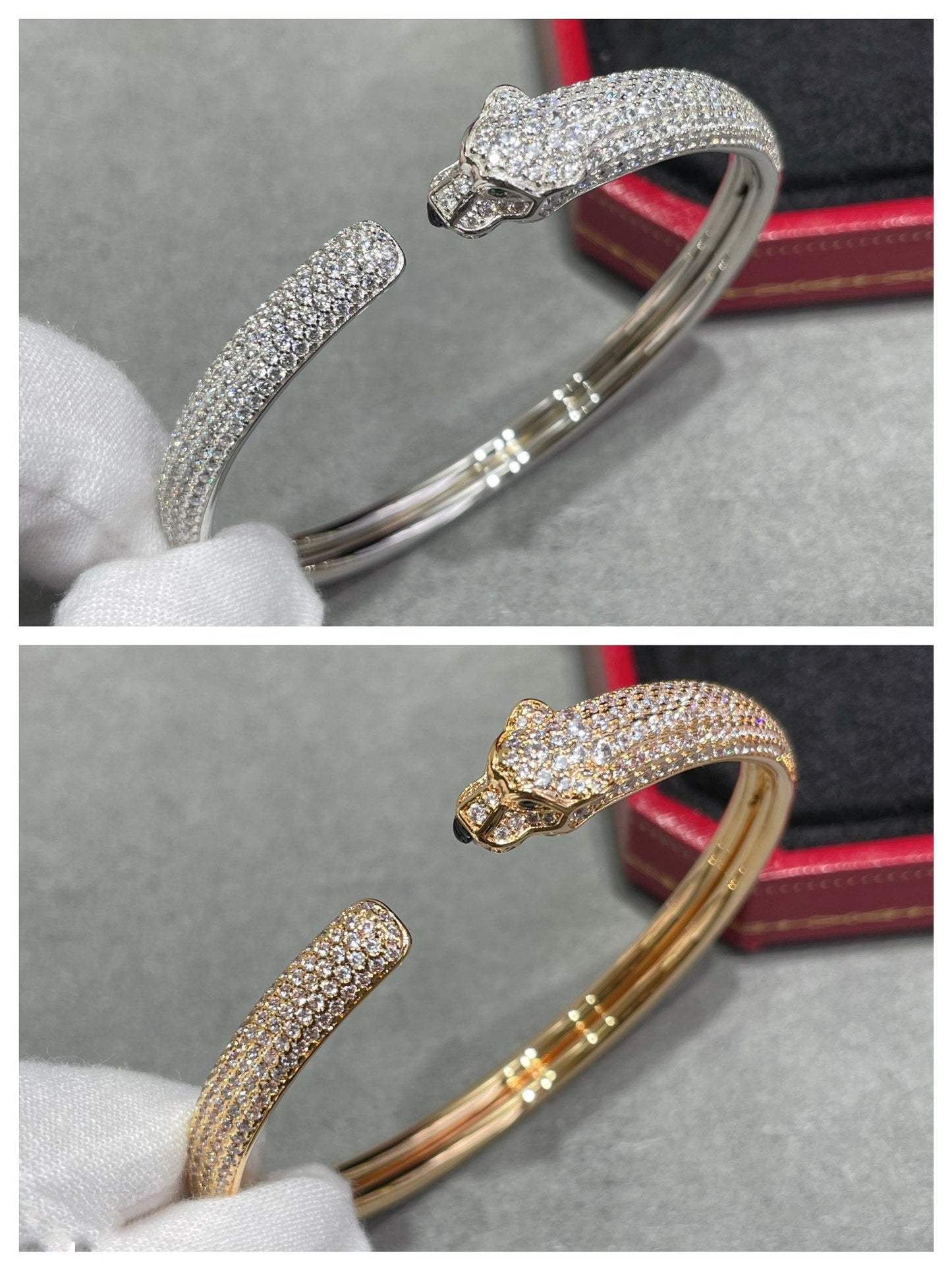 [Liorra]PANTHERE FULL DIAMOND OPEN BRACELET